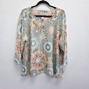 Alfred Dunner 2X Multicolor Mandala Tie-dye Print New 4269